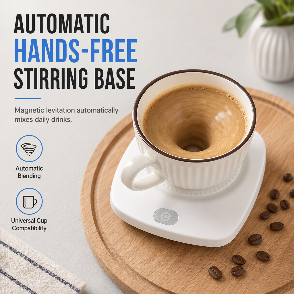 Stir Any Drink Instantly! No-Spoon Magnetic Levitation Base