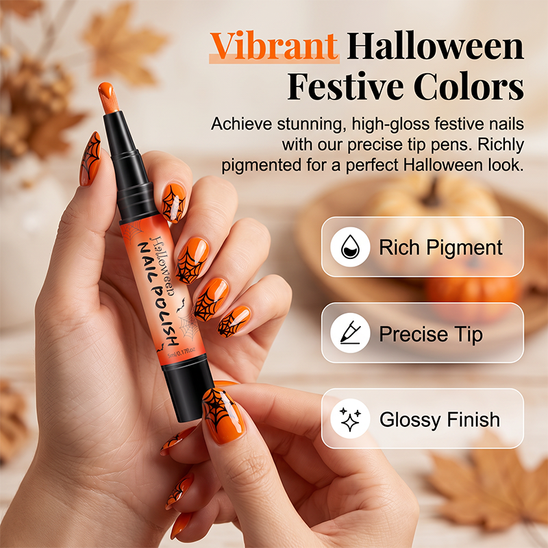 Paint Spooky Nails Instantly! No-Lamp Quick-Dry Halloween Pens