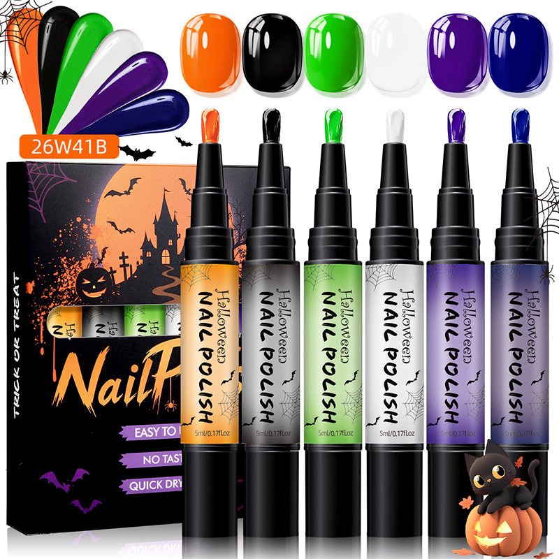 Paint Spooky Nails Instantly! No-Lamp Quick-Dry Halloween Pens