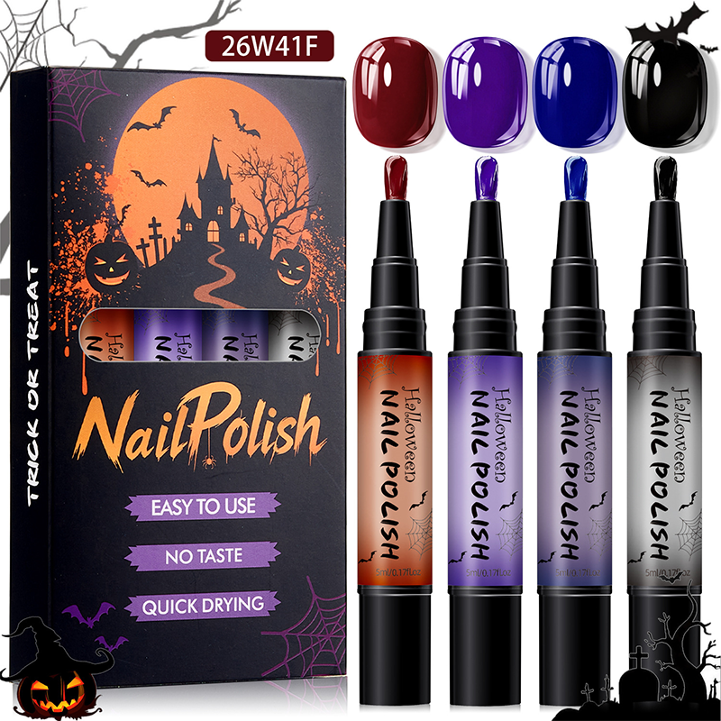 Paint Spooky Nails Instantly! No-Lamp Quick-Dry Halloween Pens