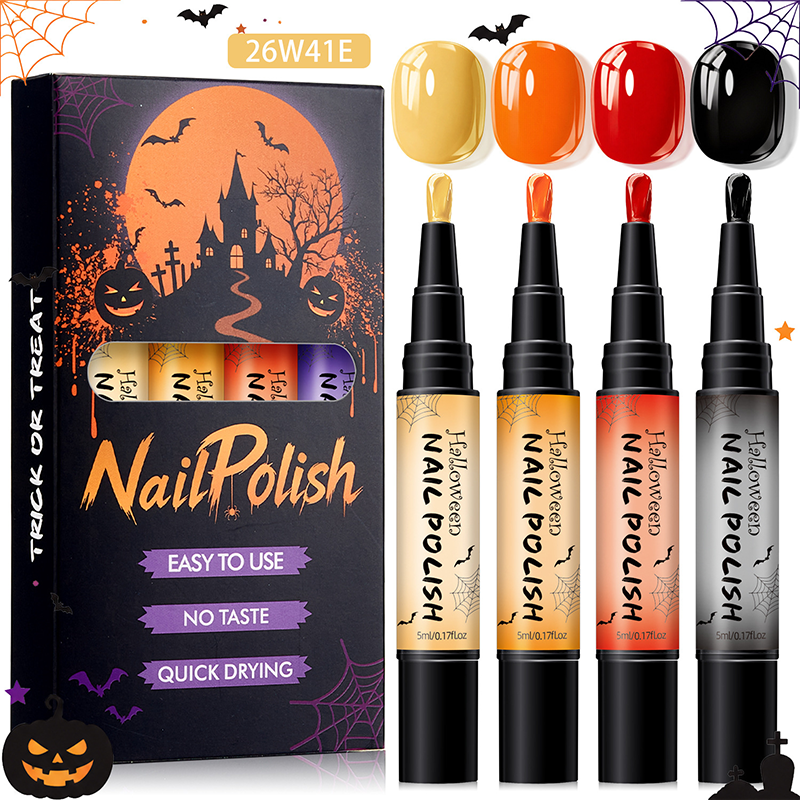 Paint Spooky Nails Instantly! No-Lamp Quick-Dry Halloween Pens