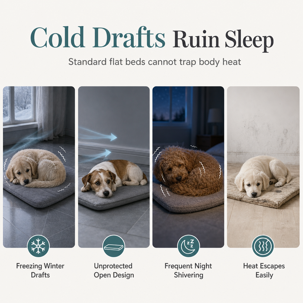 Give Pets A Cozy Hideaway Instantly! Semi-Enclosed Plush Pet Bed