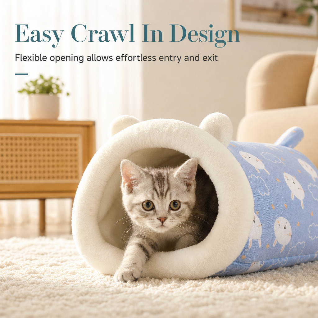 Give Pets A Cozy Hideaway Instantly! Semi-Enclosed Plush Pet Bed