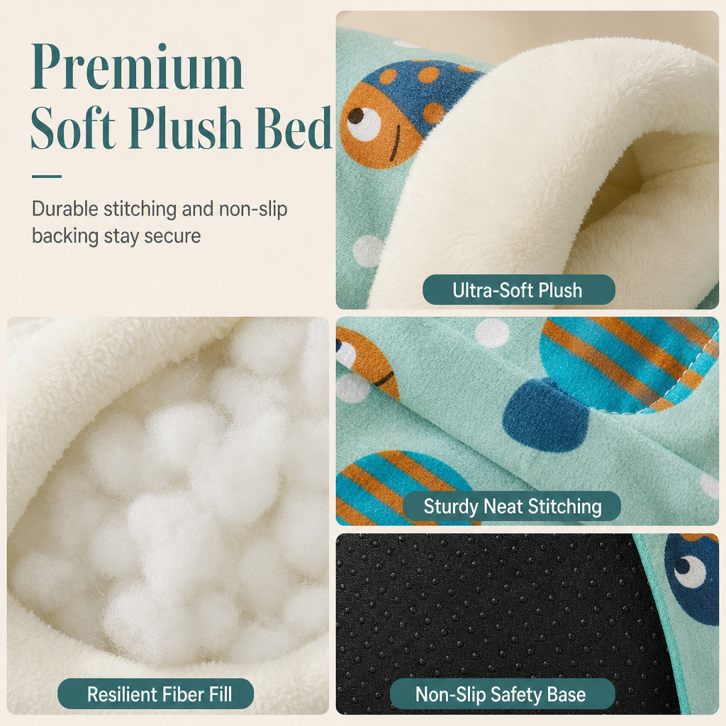 Give Pets A Cozy Hideaway Instantly! Semi-Enclosed Plush Pet Bed