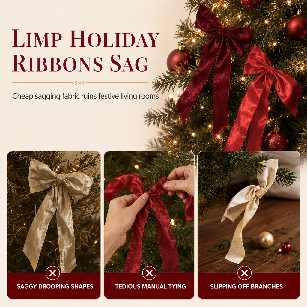 Decorate Any Tree Instantly! No-Sag Wire-Tie Velvet Bows