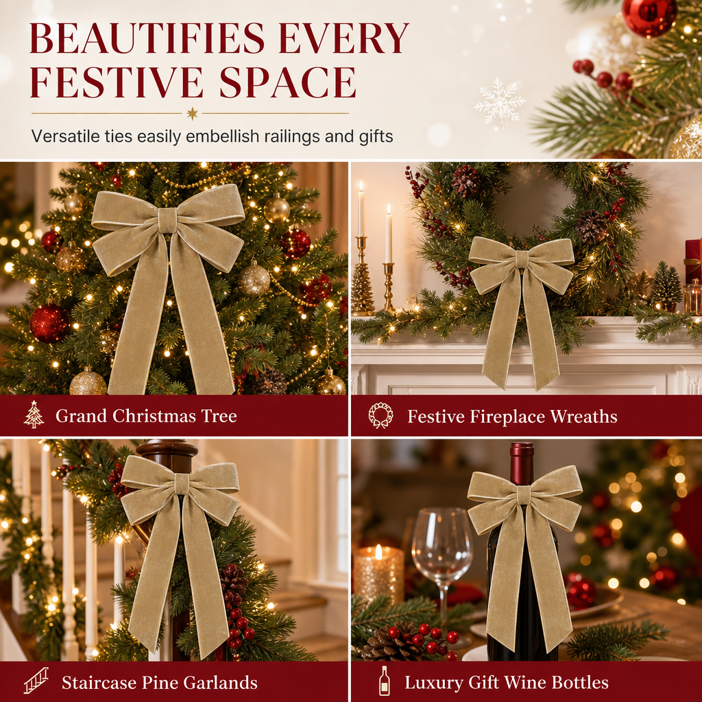Decorate Any Tree Instantly! No-Sag Wire-Tie Velvet Bows