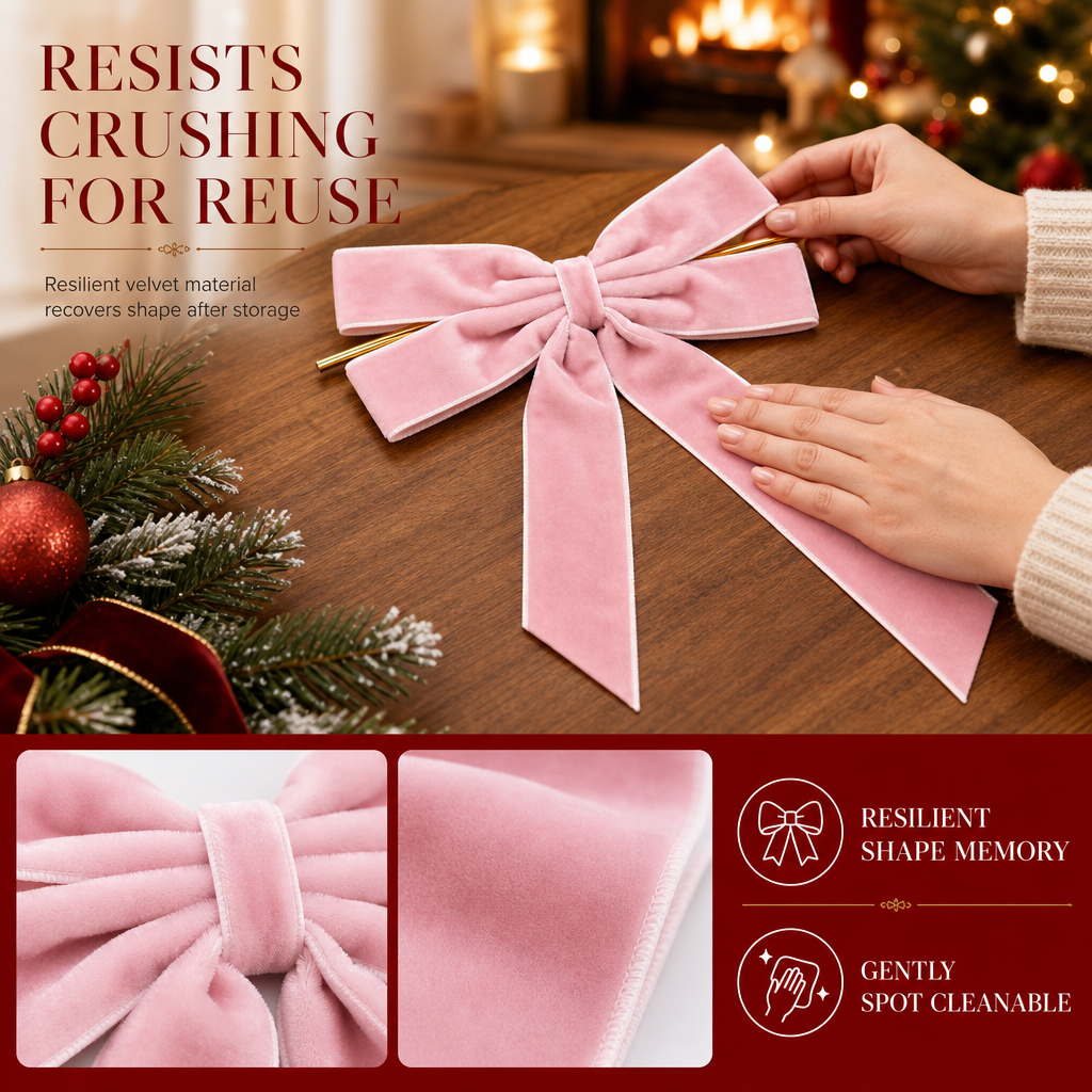 Decorate Any Tree Instantly! No-Sag Wire-Tie Velvet Bows
