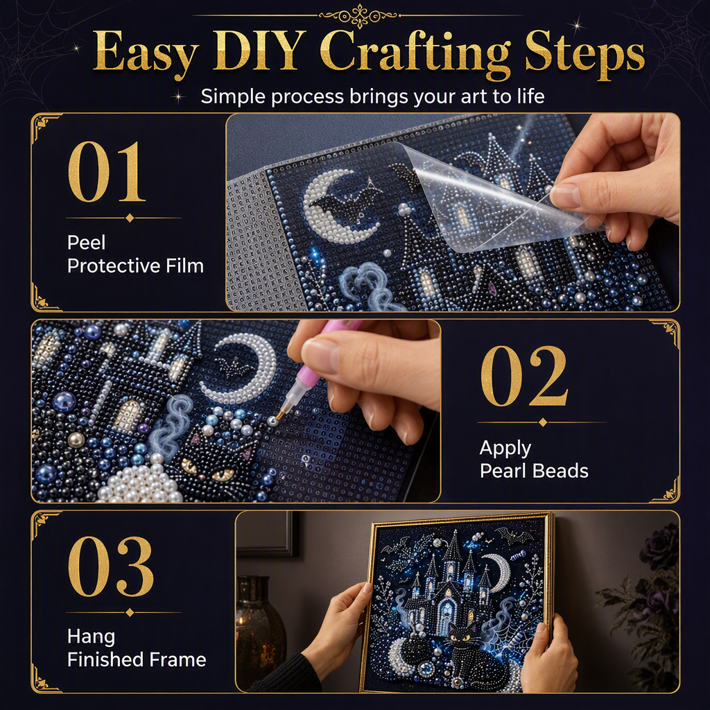 Craft Gothic Masterpieces Instantly! No-Mess 3D Pearl Art Kit