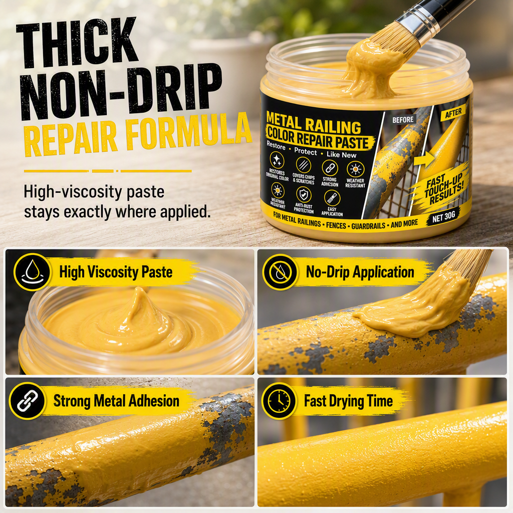 Restore Railings Instantly! No-Rust Yellow Repair Paste