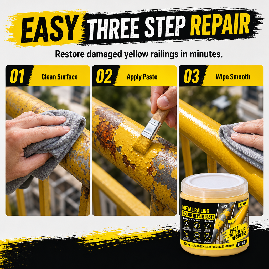 Restore Railings Instantly! No-Rust Yellow Repair Paste