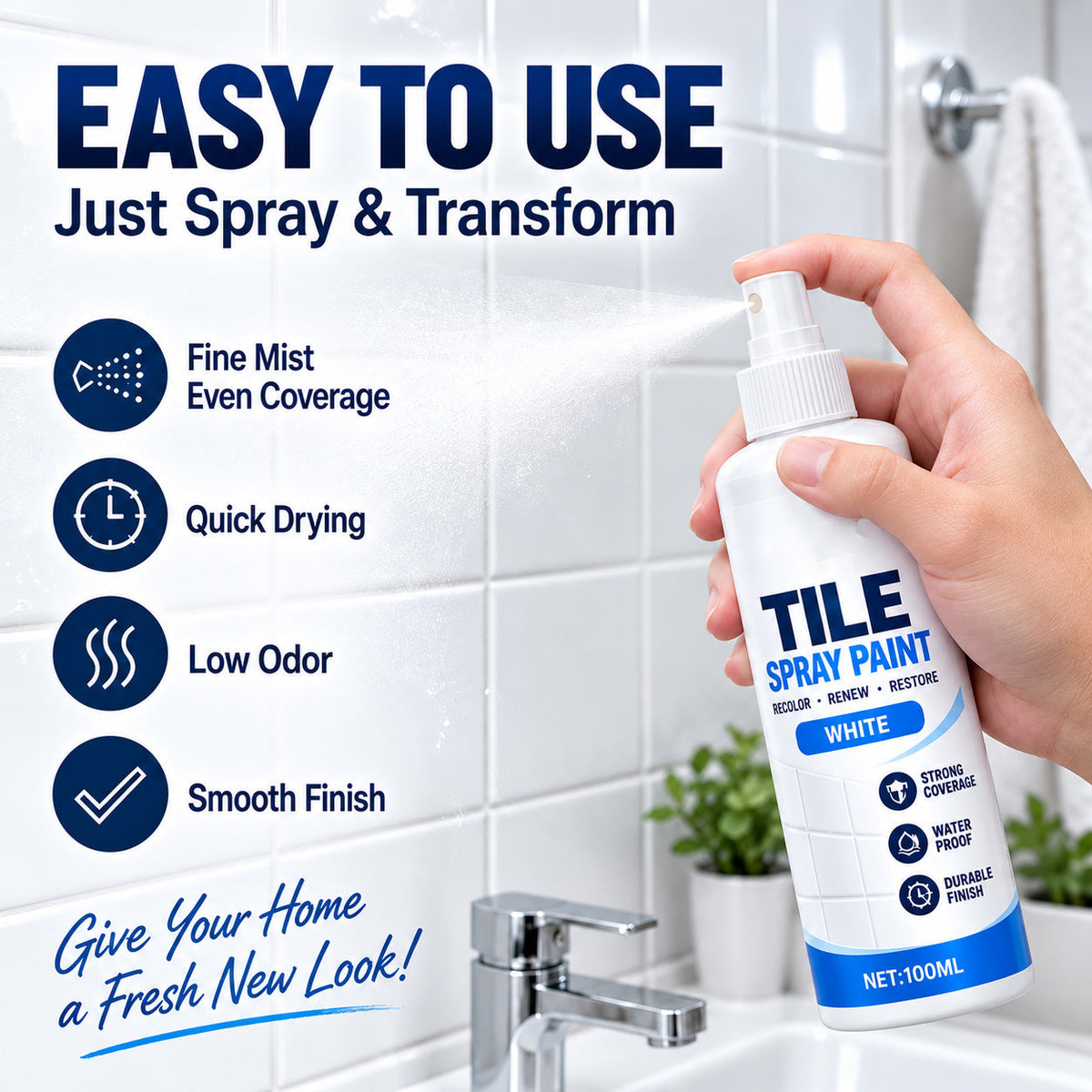 Refresh Any Tile Instantly! No-Mess Spray-On Color Coat