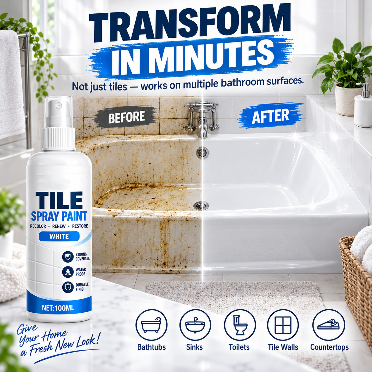 Refresh Any Tile Instantly! No-Mess Spray-On Color Coat