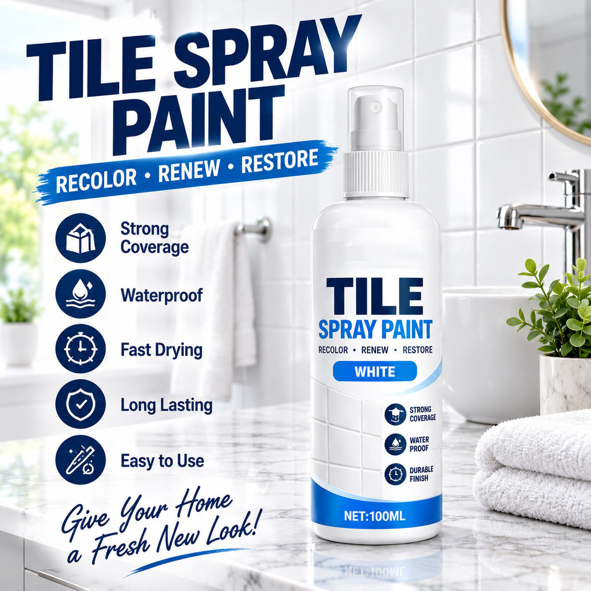Refresh Any Tile Instantly! No-Mess Spray-On Color Coat