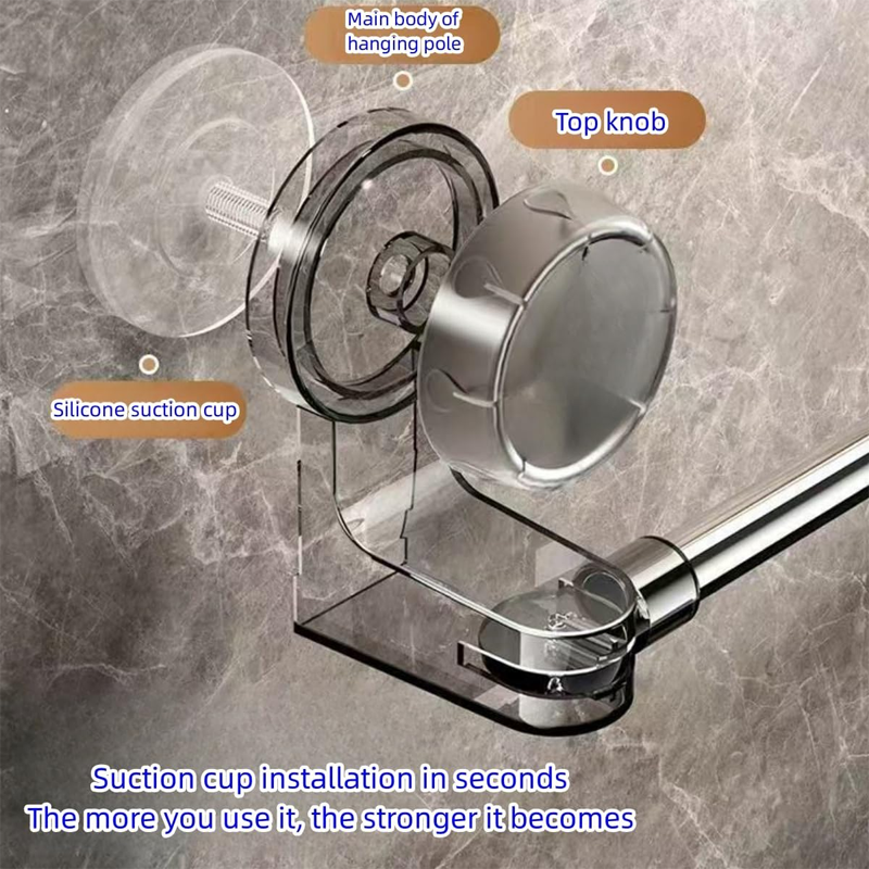 Hang Towels Instantly! No-Drill Adjustable Suction Bar