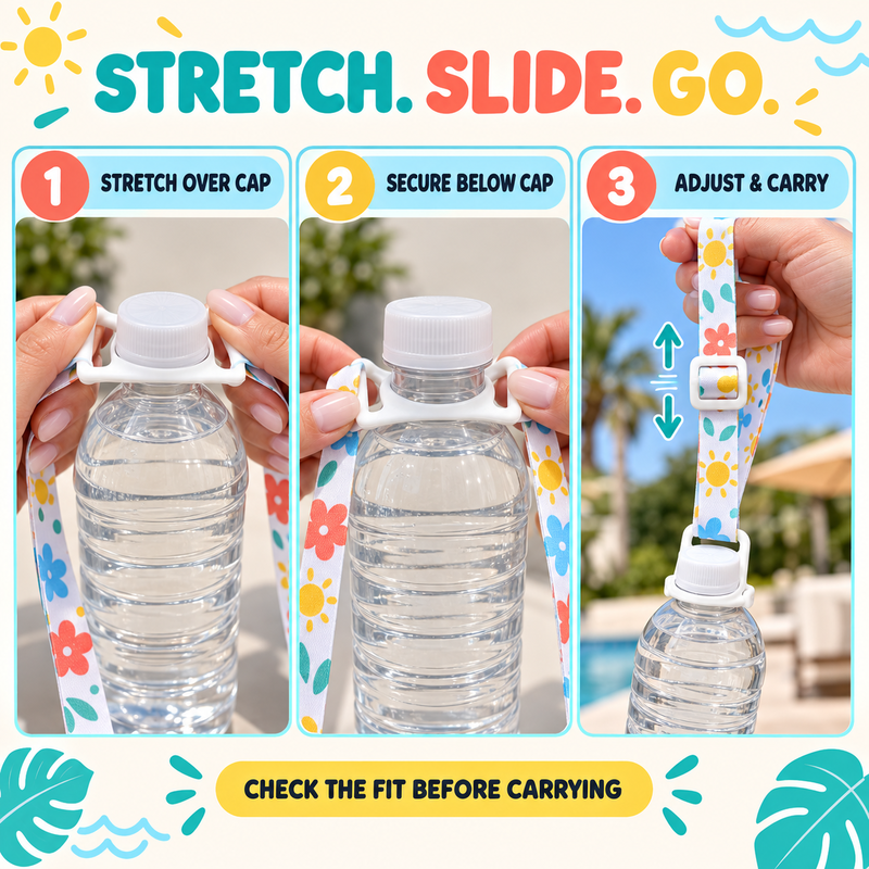 Carry Any Bottle Instantly! No-Hands Adjustable Bottle Strap
