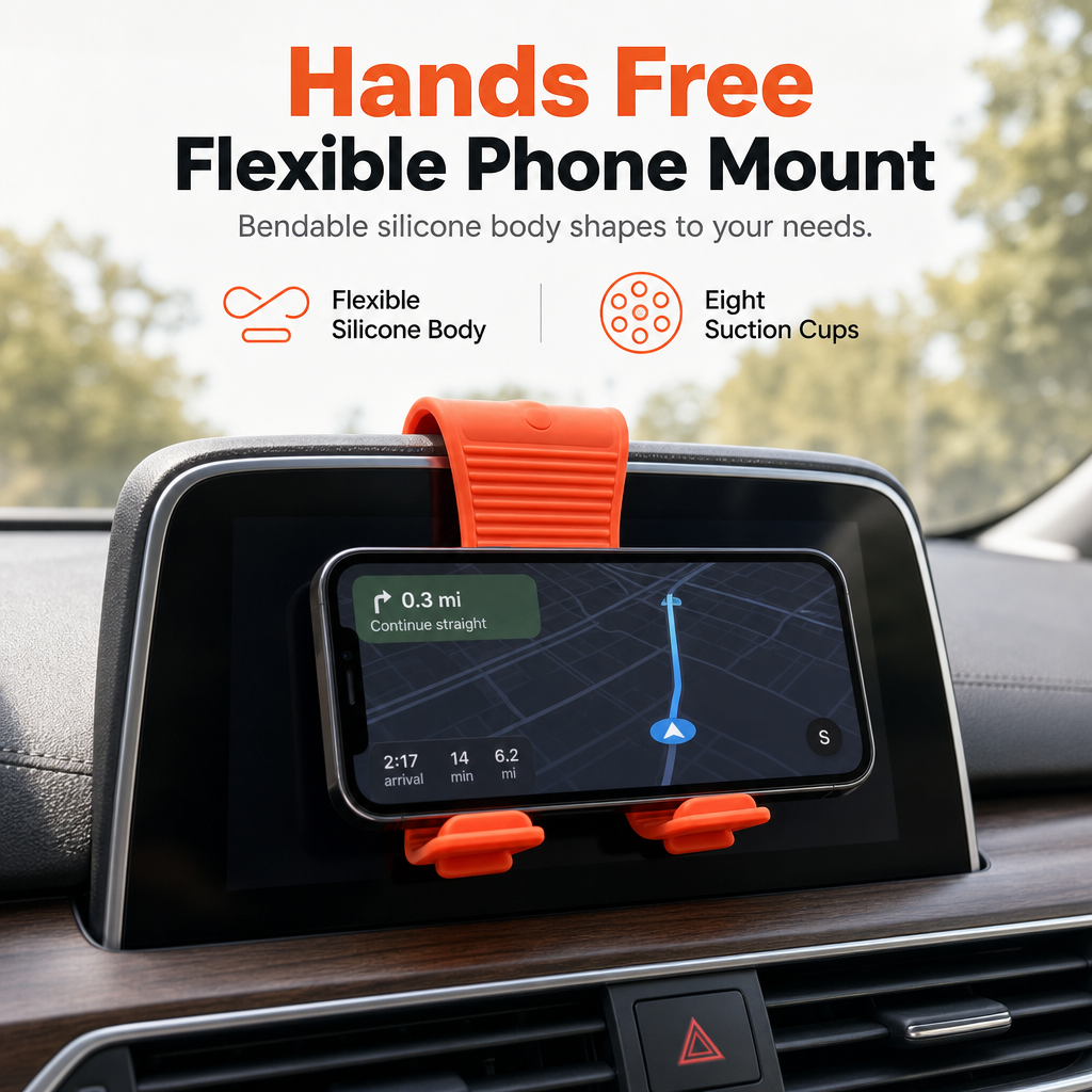 Go Hands-Free Instantly! Bendable Suction Phone Mount