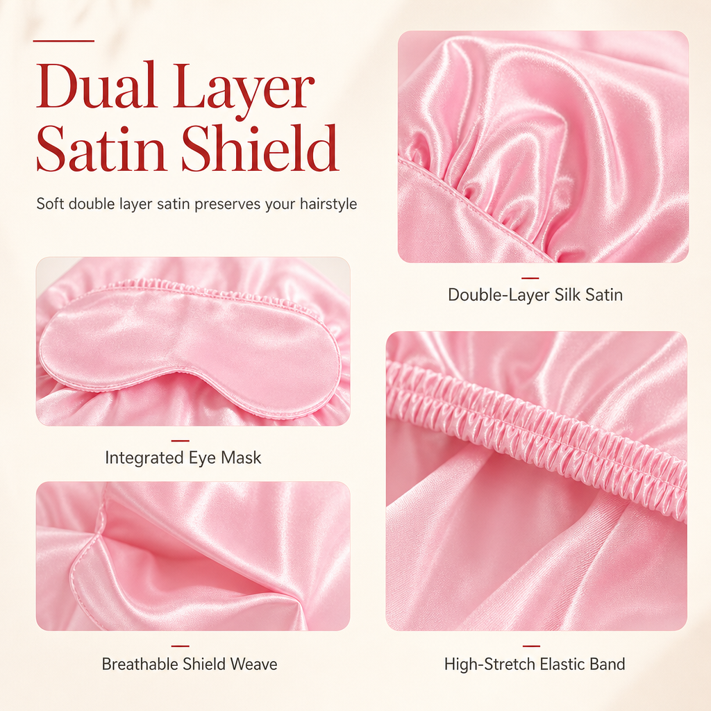Sleep Frizz-Free Instantly! No-Tangle 2-in-1 Satin Bonnet