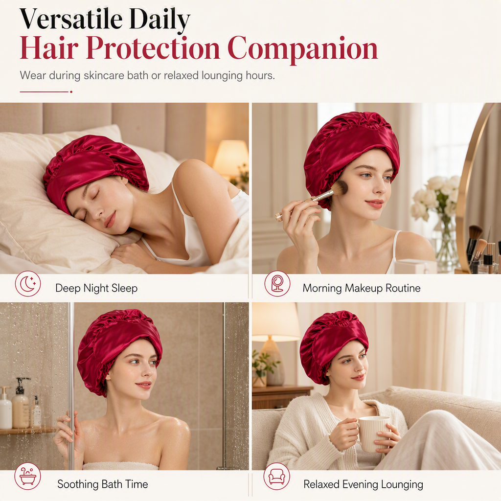 Sleep Frizz-Free Instantly! No-Tangle 2-in-1 Satin Bonnet