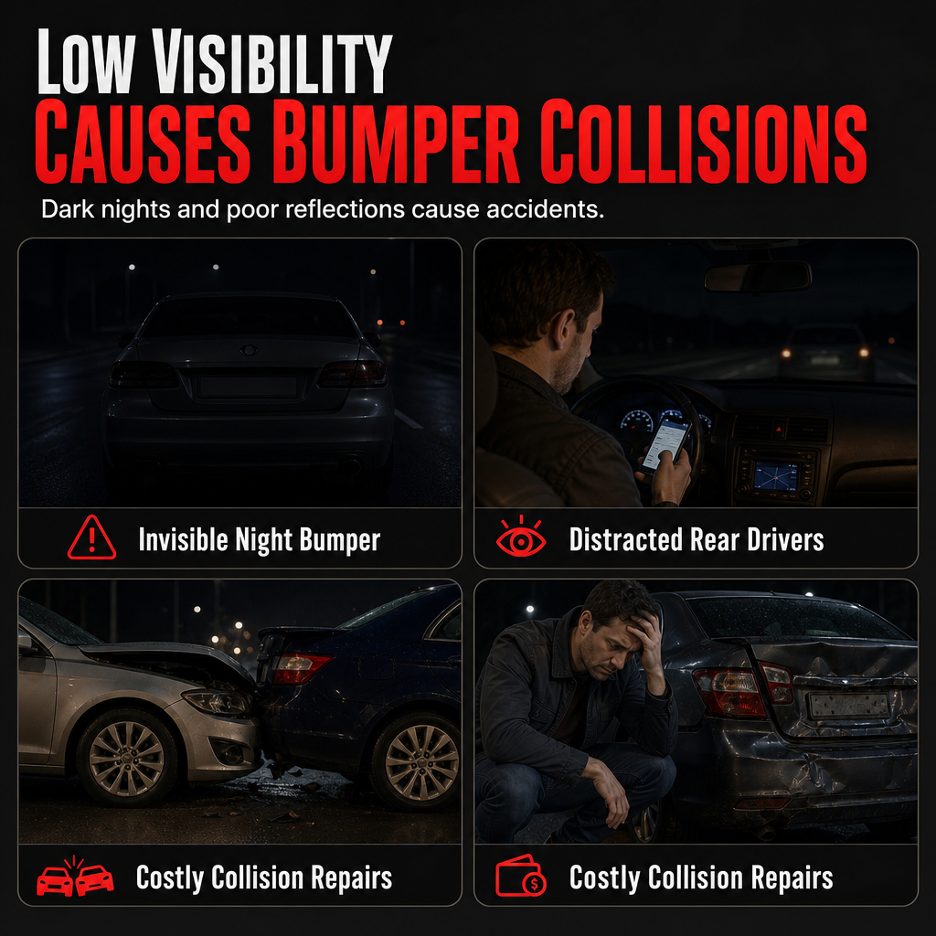 Be Seen Instantly! No-Dark Reflective Bumper Strips