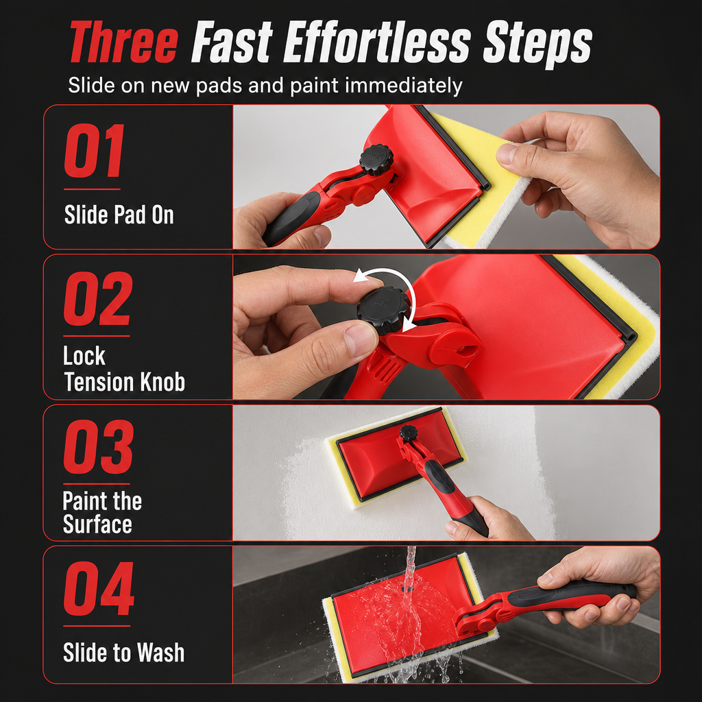 Paint Any Wall Instantly! No-Drip Lockable Pad Brush