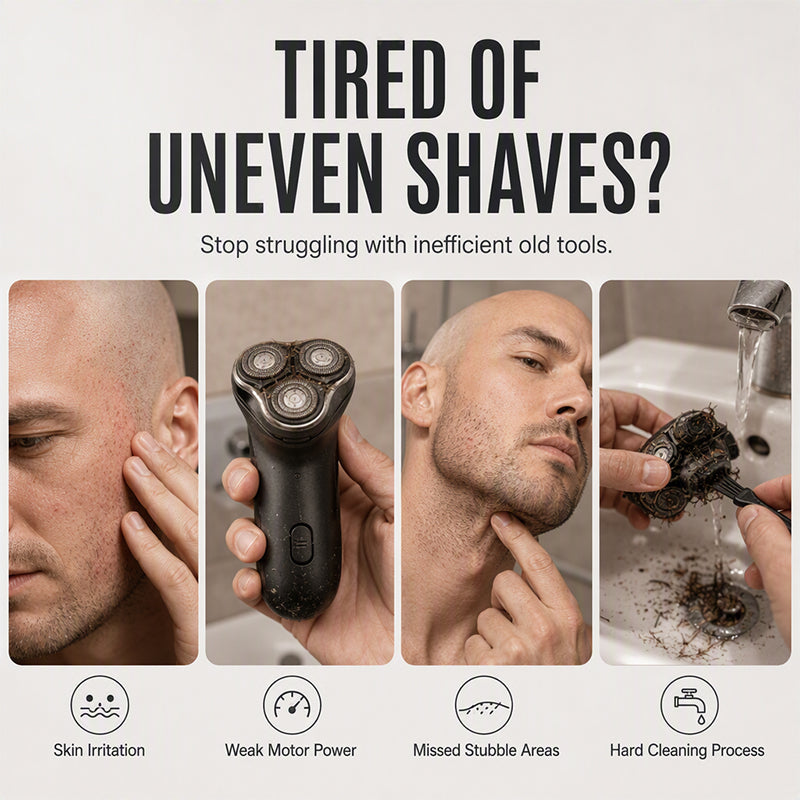 Shave Bald Instantly! No-Irritation 30-Blade Floating Clipper