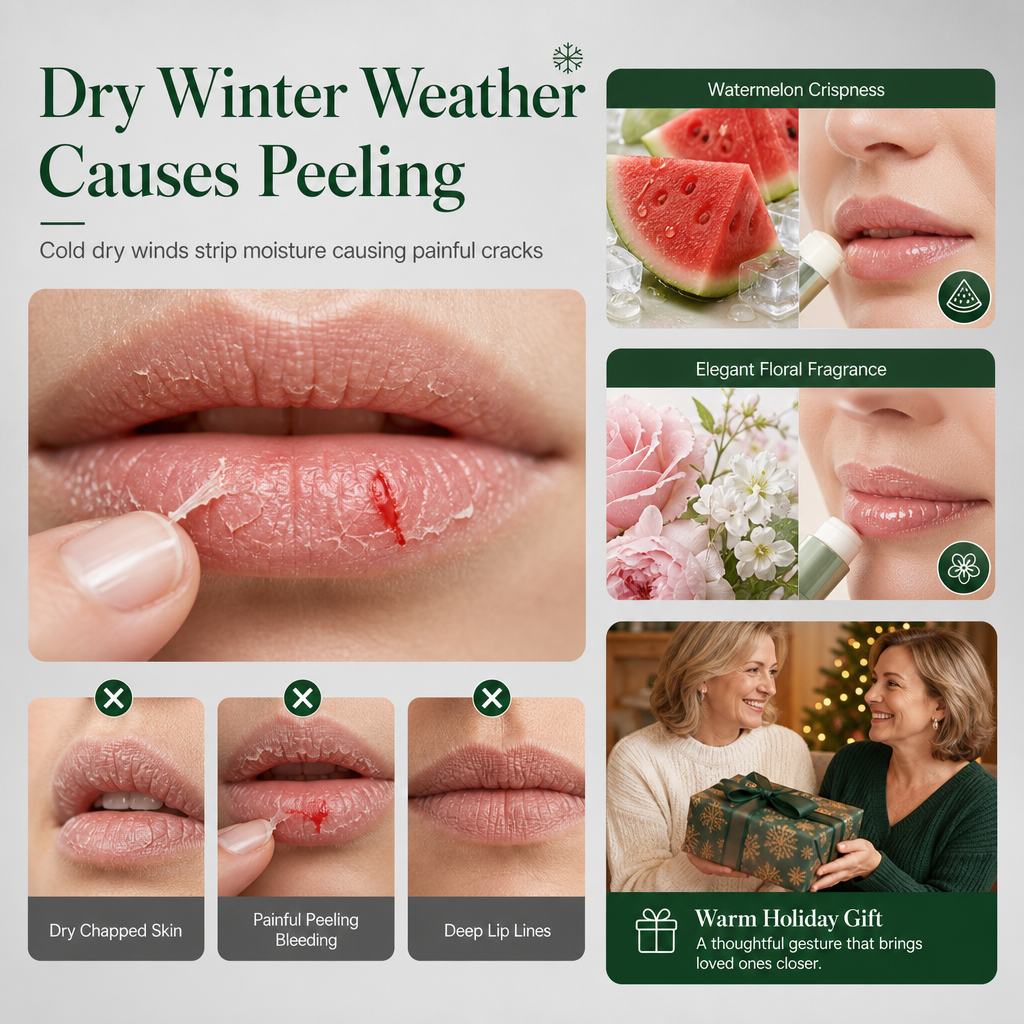 Moisturize Dry Lips Instantly! No-Crack 10-Piece Christmas Balm Set