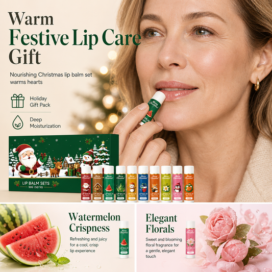 Moisturize Dry Lips Instantly! No-Crack 10-Piece Christmas Balm Set