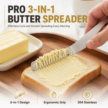 Professional 304 Stainless Steel 3-in-1 Butter Knife and Spreader