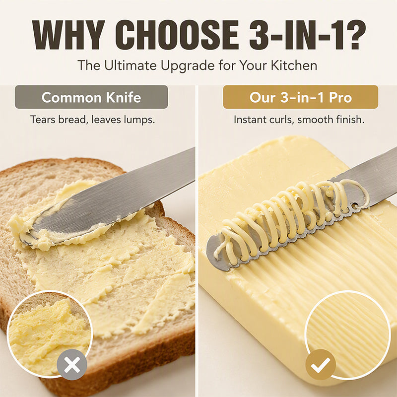 Professional 304 Stainless Steel 3-in-1 Butter Knife and Spreader