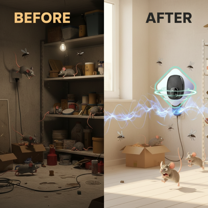 Repel Mice Instantly! No-Chemical Ultrasonic Plug-In