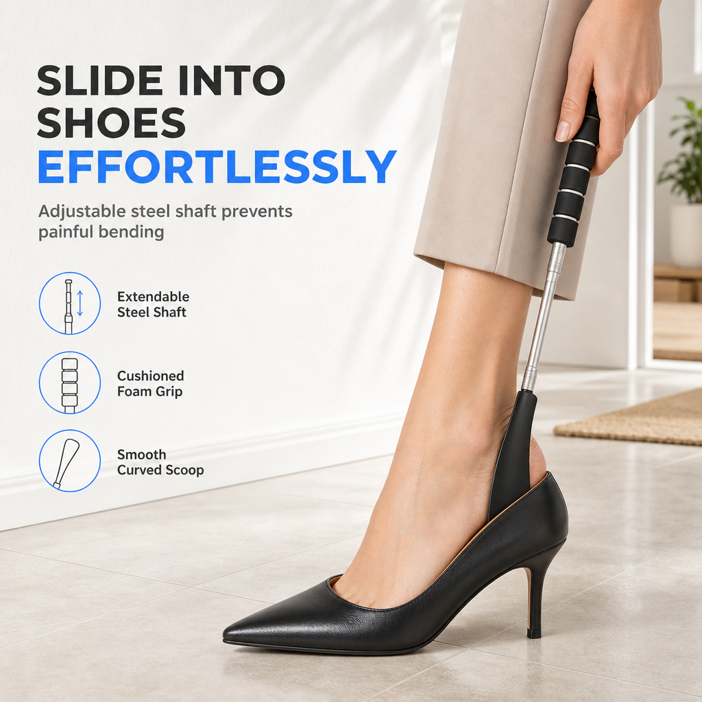 Telescopic Stainless Steel Long-Handle Shoe Horn