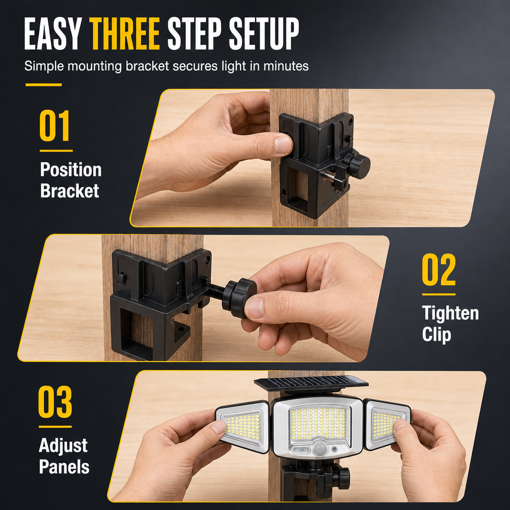 Solar 3-Head Motion Sensor Light