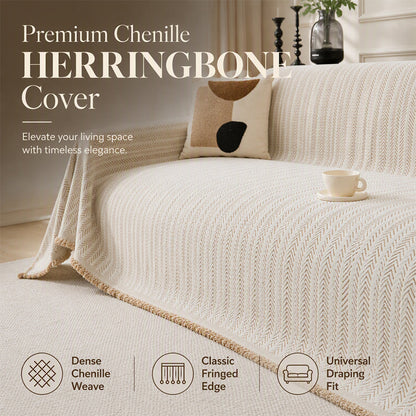 Drape Any Sofa Instantly! No-Slip Herringbone Chenille Throw