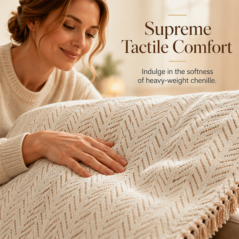 Drape Any Sofa Instantly! No-Slip Herringbone Chenille Throw