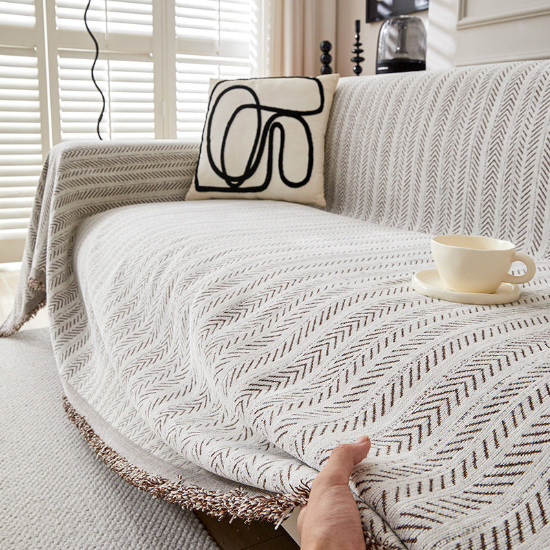 Drape Any Sofa Instantly! No-Slip Herringbone Chenille Throw