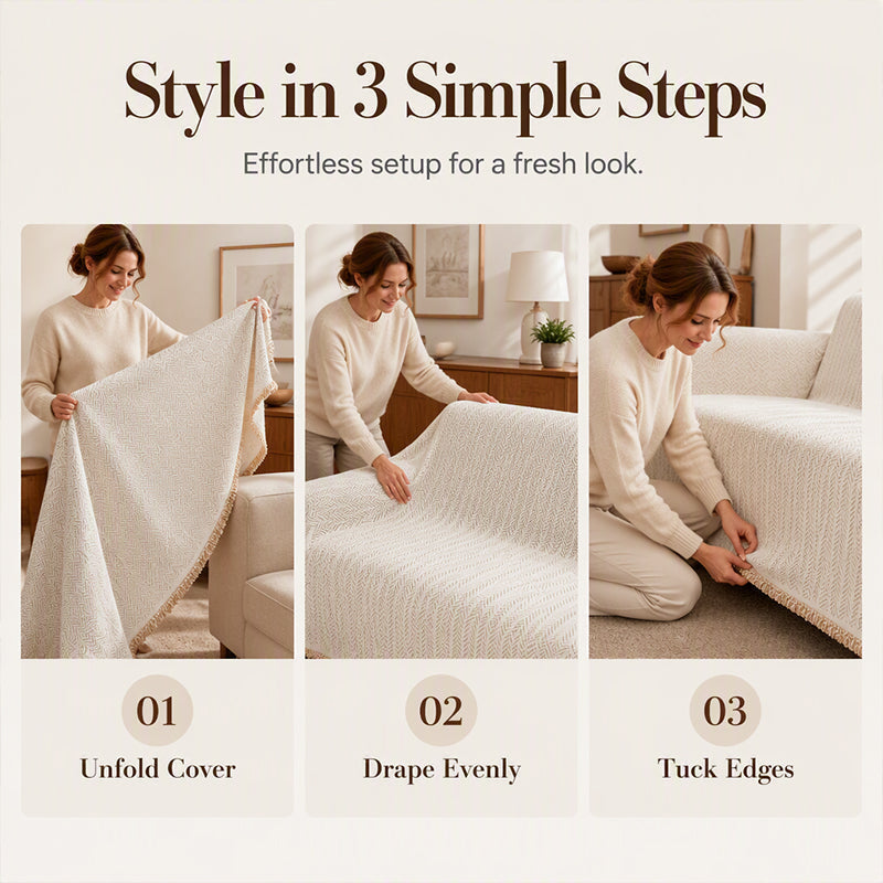 Drape Any Sofa Instantly! No-Slip Herringbone Chenille Throw