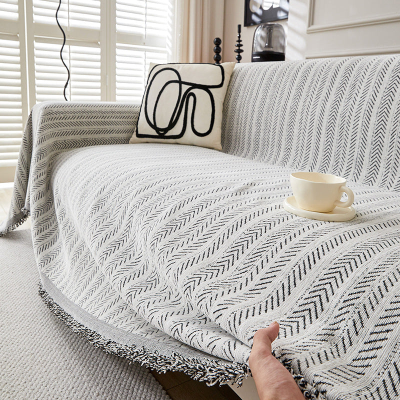 Drape Any Sofa Instantly! No-Slip Herringbone Chenille Throw