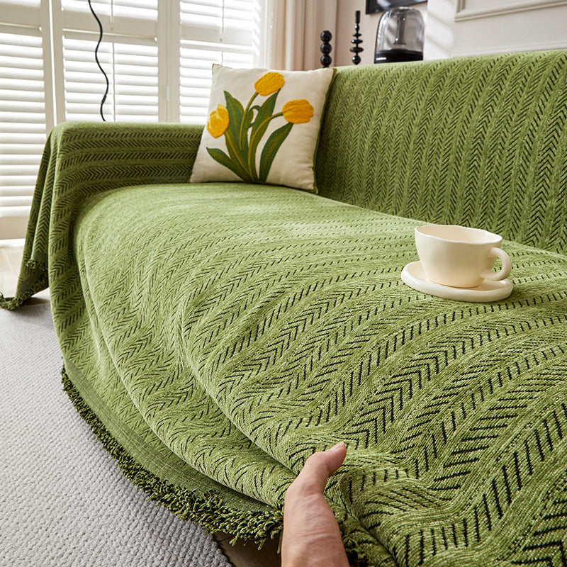 Drape Any Sofa Instantly! No-Slip Herringbone Chenille Throw