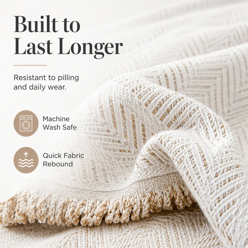 Drape Any Sofa Instantly! No-Slip Herringbone Chenille Throw