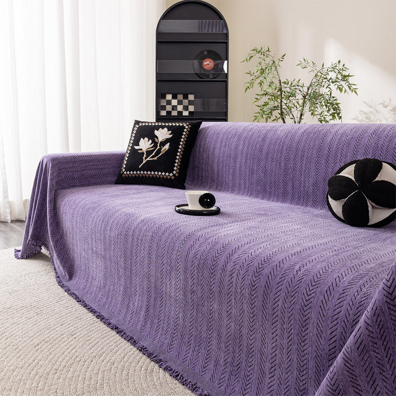 Drape Any Sofa Instantly! No-Slip Herringbone Chenille Throw