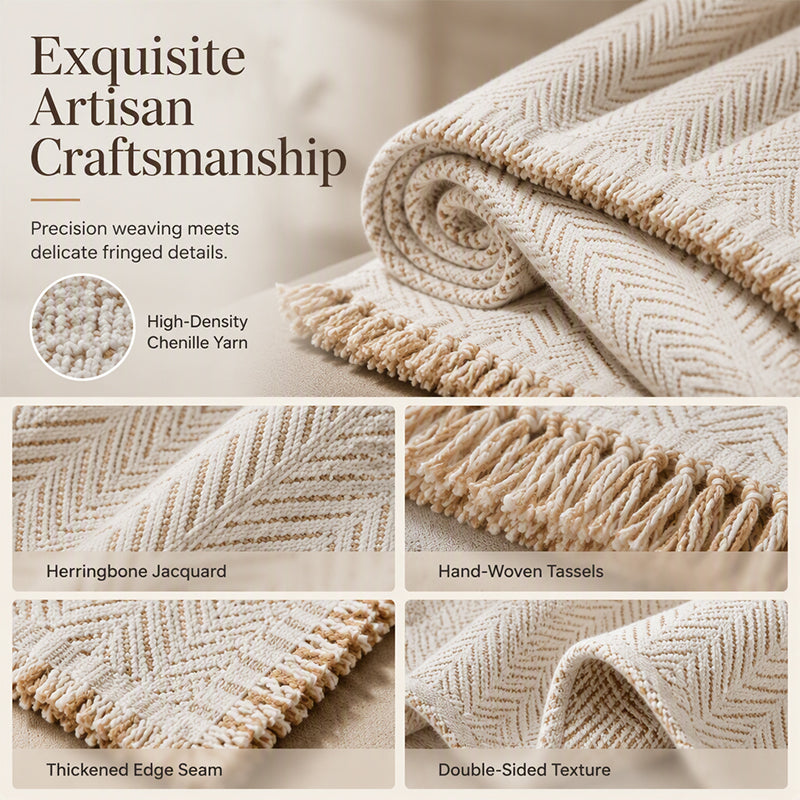 Drape Any Sofa Instantly! No-Slip Herringbone Chenille Throw