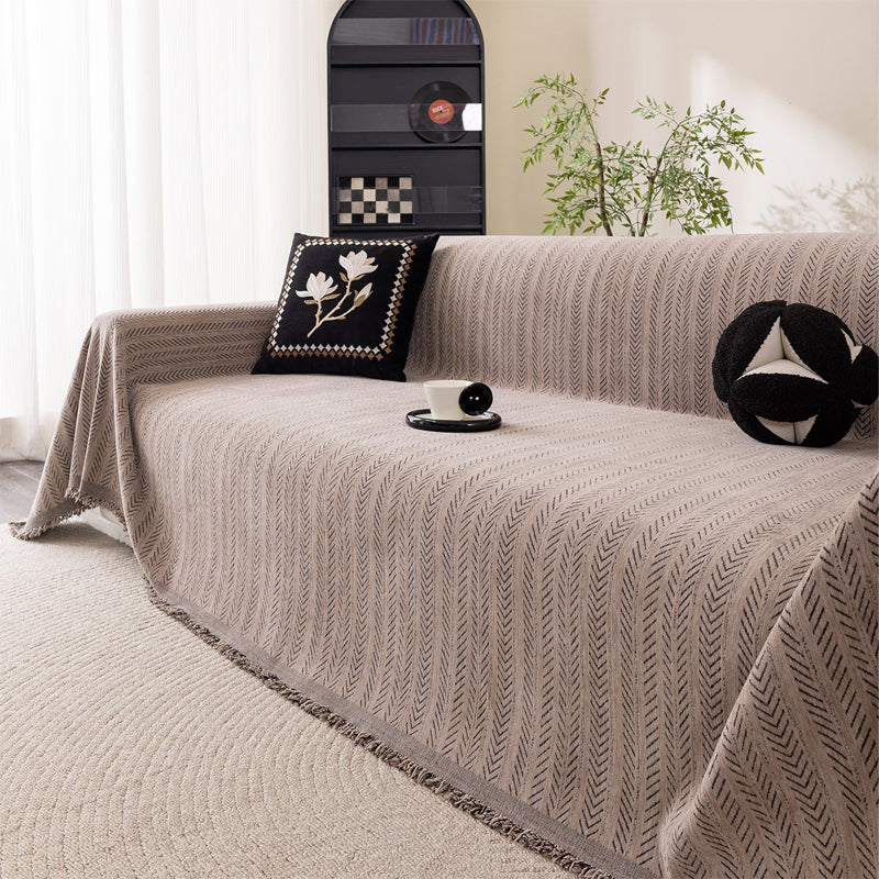 Drape Any Sofa Instantly! No-Slip Herringbone Chenille Throw