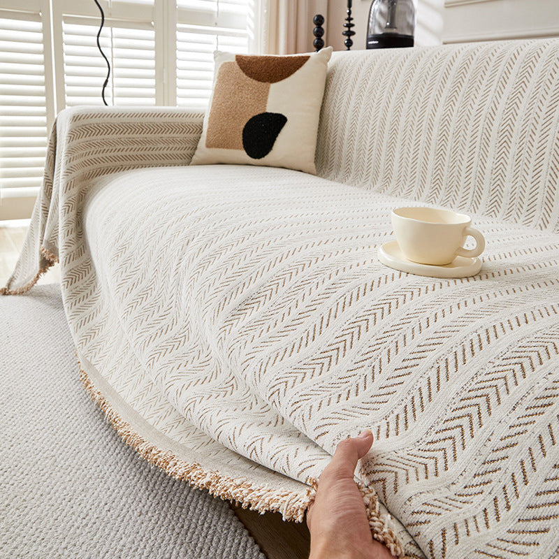 Drape Any Sofa Instantly! No-Slip Herringbone Chenille Throw