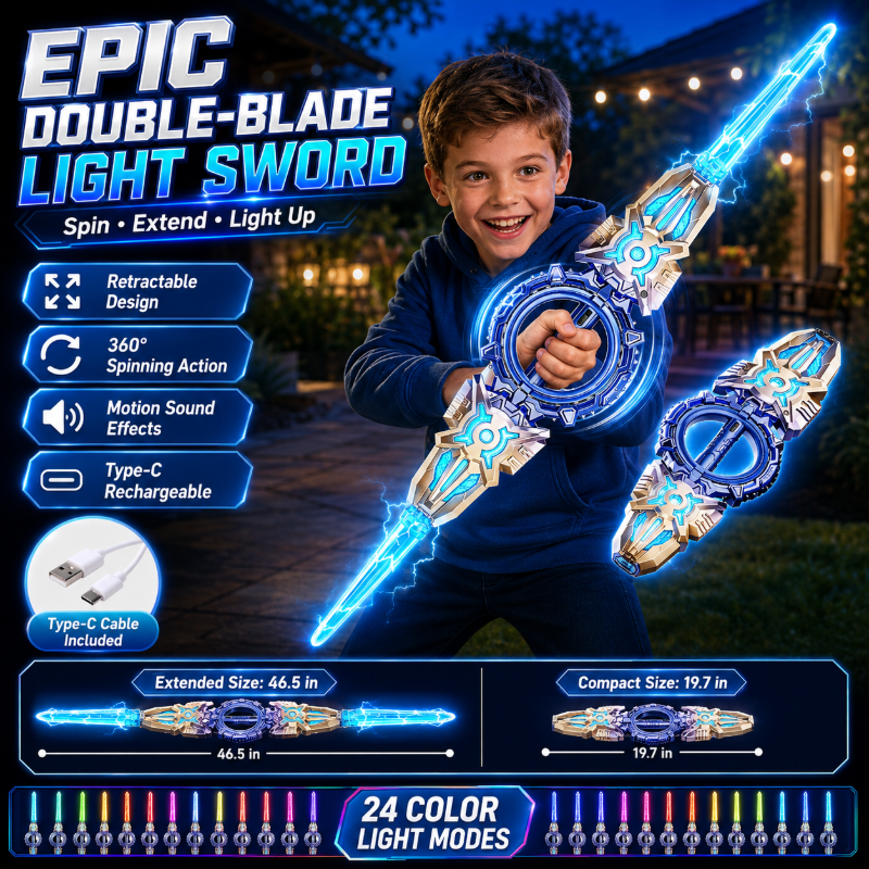 Glow & Battle Instantly! Rechargeable Double-Blade Light Up Sword