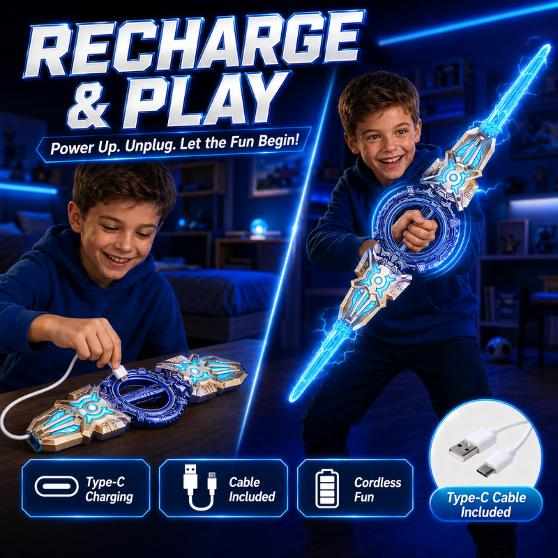 Glow & Battle Instantly! Rechargeable Double-Blade Light Up Sword