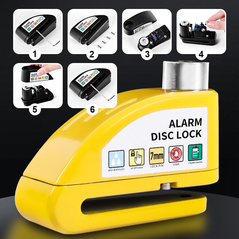 Lock Any Bike Instantly! No-Key 110dB Waterproof Disc Lock