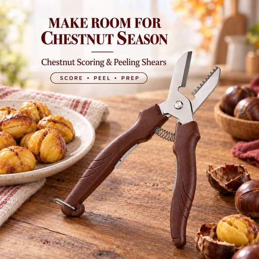Score & Peel Chestnuts in Seconds! 2-in-1 Chestnut Shear