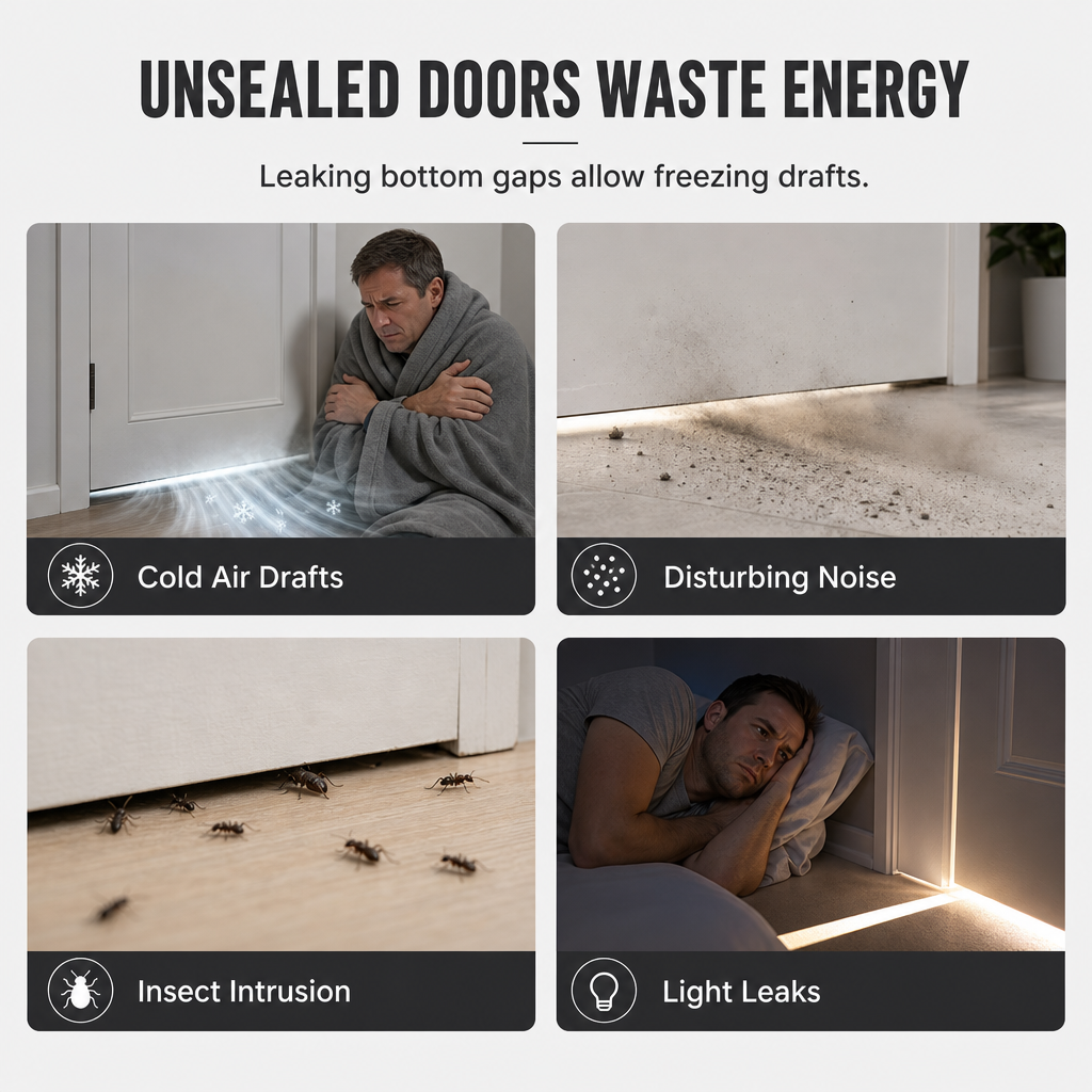 Block Cold Drafts Instantly! No-Gap Leather Door Seal