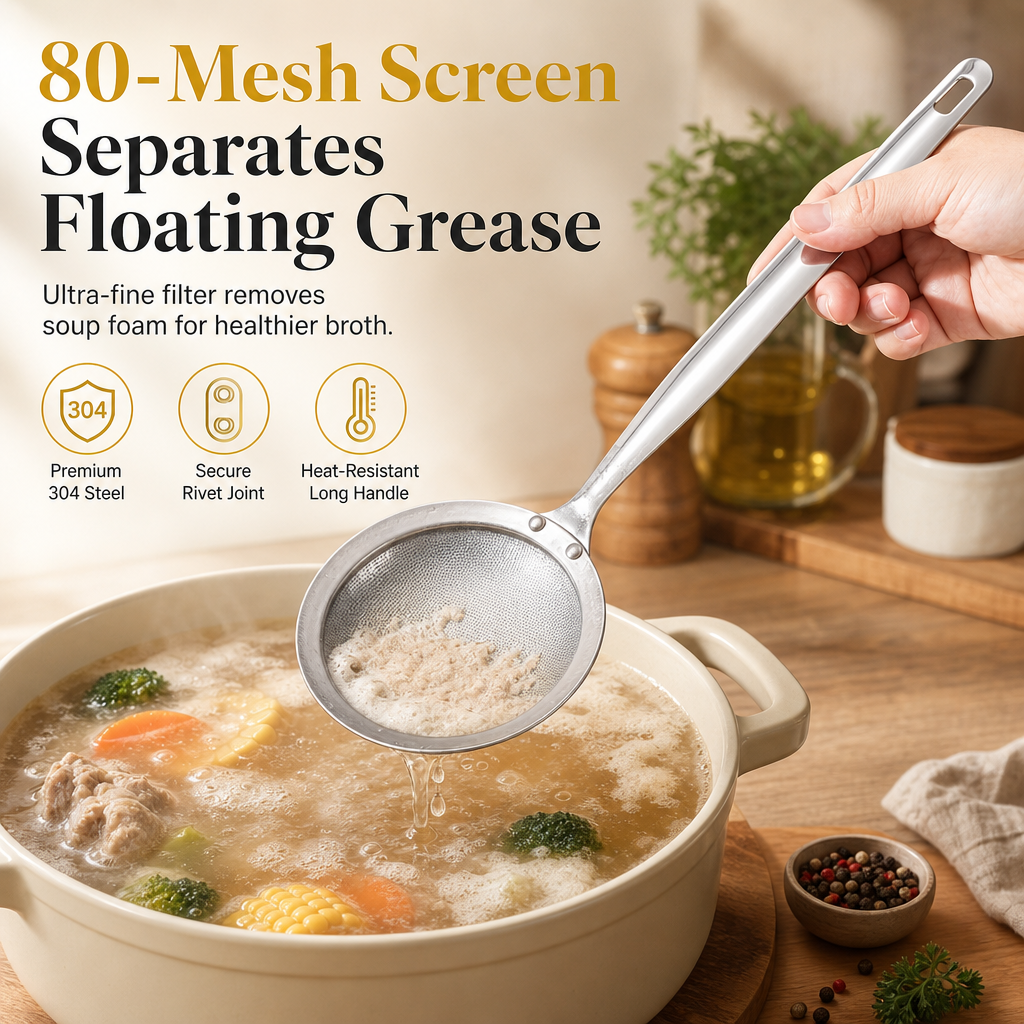 Stainless Steel Fine Mesh Skimmer Spoon
