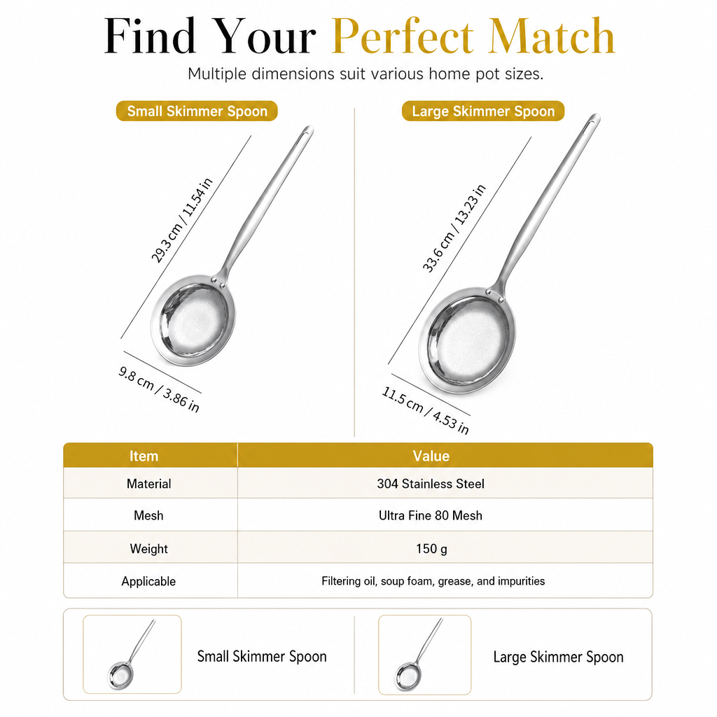 Stainless Steel Fine Mesh Skimmer Spoon